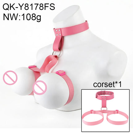 LICKER Chest Harness Belt PU Leather And Webbing Bra Erotic Corset Breast Pleasure Chest Binder Breast Bondage Female Sex Toys