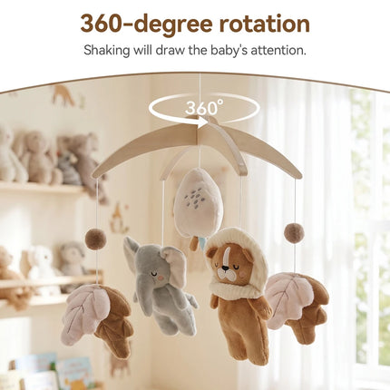 Baby Crib Mobile Rattle Toy For 0-12 Months Cartoon Felt Forest Animal Bed Bell Hanging Wooden Bracket Mobile Newbaby Rattle Toy