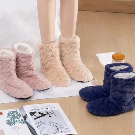2026 Winter Adult Thick Warm Floor Shoes High Tube Non-Slip Indoor Cotton Shoes Plush Home Slippers Men And Women