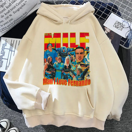 Fernando Alonso hoodie harajuku casual wear pattern female pullover sweatshirts soft fabric anime manga printed design