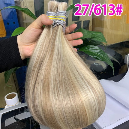 No Weft Straight Bulk Braiding Hair 100% Brazilian Virgin Remy Human Hair Extensions 50g 100g Blonde 1B Color Natural Hairpiece