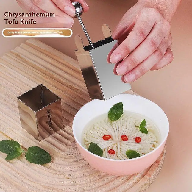 Creative Stainless Steel Tofu Shredding Mold DIY Manual Tofu Slicer Holder Fast Slicer Chrysanthemum Tofu Cutting Tool