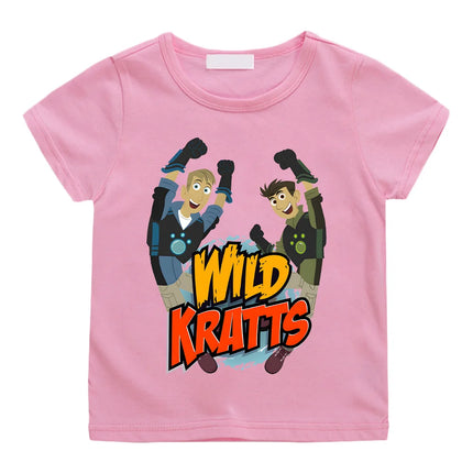 Wild Kratts Cartoon T-shirt Anime Print New Cotton Tshirt Children Fun Top Adventure Cartoon Tees Cool Boys Short Sleeve Clothes