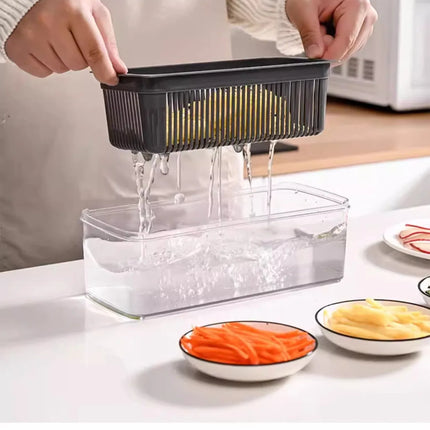 16 in 1 Handheld Slicers Dicers Graters, Multifunctional Vegetable Chopper Kitchen Food Tool with Container & Safety Guard