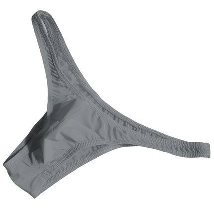 Men’s Ice Silk High Stretch Thong Panties Lingerie Sexy Crotch Bulge Pouch G-string Underpants Solid Color Comfortable Briefs