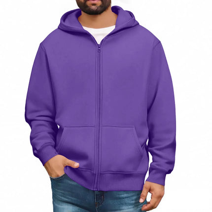 Men'S Hooded Sweatshirt Solid Color Simple Jacket Hood Design Top Kangaroo Pockets Daily Wear All Seasons Basic Jacket Daily