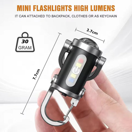 Mini Keychain Flashlight Rechargeable Pocket COB Working Light Outdoor Hook Emergency Warning Light for Camping Walking Hiking
