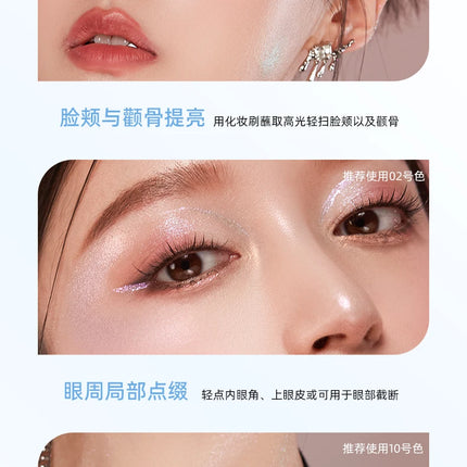 Romantic Beauty Iluminador Maquillaje Chameleon Highlighter Eye Palette High gloss Powder Body and Face Pearl Brightening