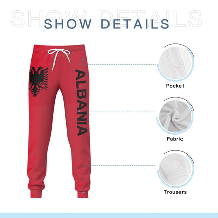 Mens Sweatpants Albania Flag Pants with Pockets Joggers Soccer Football Multifunction Sports Sweat With Drawstring