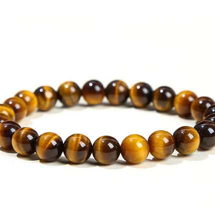 JD Natural Stone Beads Bracelet Amethyst Tiger Eye Crystal Quartz Agate Gem Beads Bangles Women Men Reiki Healling Jewelry Gift