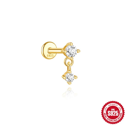 CANNER 925 Sterling Silver Shiny Heart-shape For Women INS Mini Cute Dainty Flat Head Piercing Earring Birthday Party Gifts