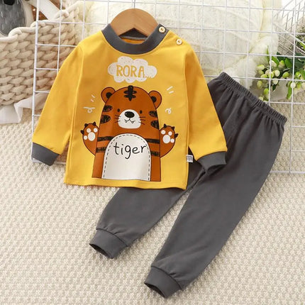 Kids Set Boy Pajamas Cotton Baby Cotton Clothing Children Autumn Clothes Pants Sets Home Clothes For Baby Infant Newborn Outfits