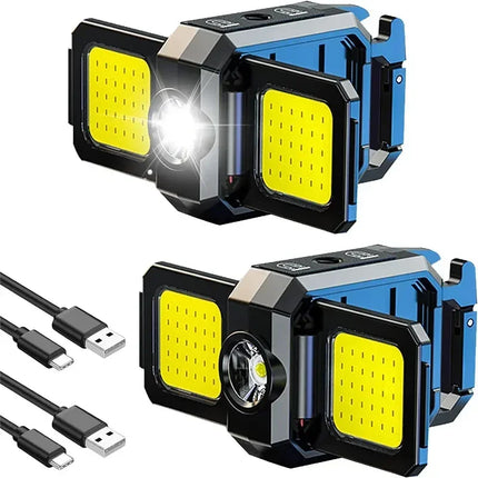 Flashlight Mini Keychain Light COB Work Light USB Rechargeable Lamp with 90° Foldable Side Lights Multifunctiona Portable Torch