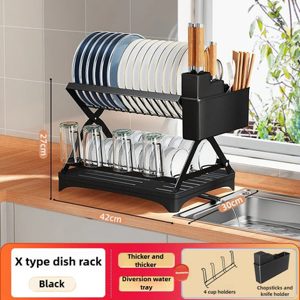 Non Perforated Folding Cabinet with Pull-out Basket Multifunctional Snack Storage Rack Household Kitchen Sink Storage Rack