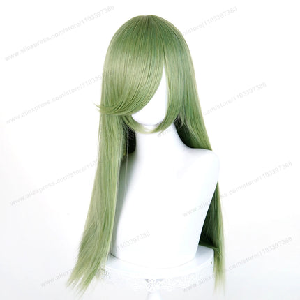 60cm Long Straight Cosplay Synthetic Wig With Bangs Golden Yellow Green Blonde Purple Heat Resistant Hair Anime Wigs + Wig Cap
