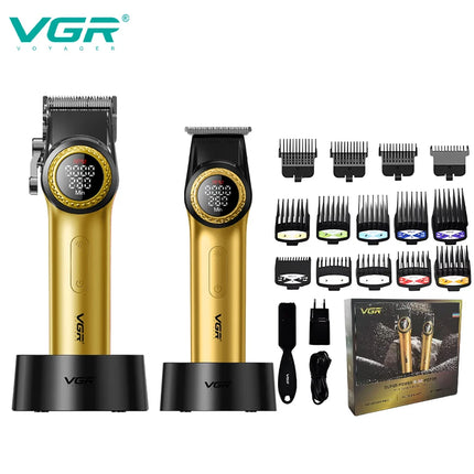 VGR 001 977 New Hair Trimmer Set High-End Men's Hair Clipper Smart Digital Display Electric Trimmer with Engraving and Whitening Functions