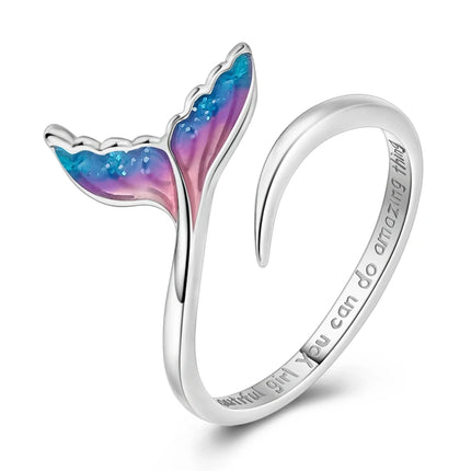 Adjustable Rings 925 Sterling Silver Mermaid Wing Dragon Sunflower Tulip Open Rings For Women Female Original Engagement Jewelry