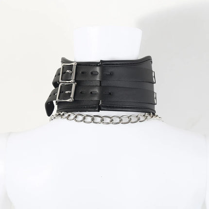 Leather BDSM Posture Collar,Slave Collars Chocker Sexual,Bondage Restraints,Sex Toys for Couples,Adult Games,Role Play