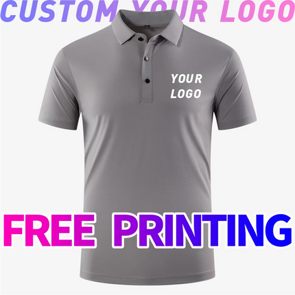 POLO shirt Free Custom Printing Logo Image Outdoor Training Fitness Gym Jogging Running Sweatshirt Quick drying T-shirt Elastic