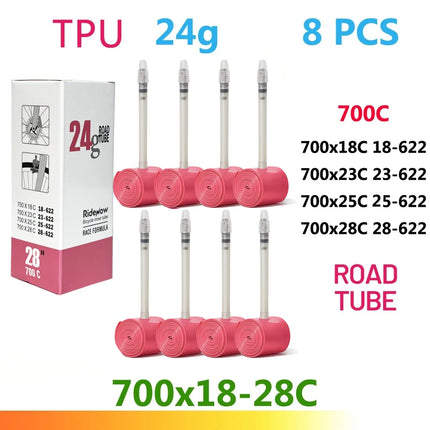 RideNow TPU Road Bicycle Inner MTB Tube 700x25C Tire Gravel Bike Accessories 29x1.5 1.9 Tires Patch Kit 24 36 45g Ride Now Tubes