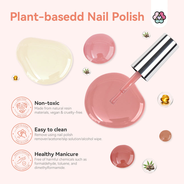 SAVILAND 12 Color Pastel Nail Polish Set Quick Dry Non Gel Formula with Castor Oil Base Top Glossy Coat for Manicure Art