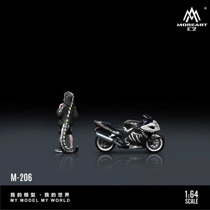 *In stock*MoreArt 1:64 BR1100XX Bone Dragon Motorcycle Cool Girl Figure Resin Model, Miniature Scene Decoration Gift&Display