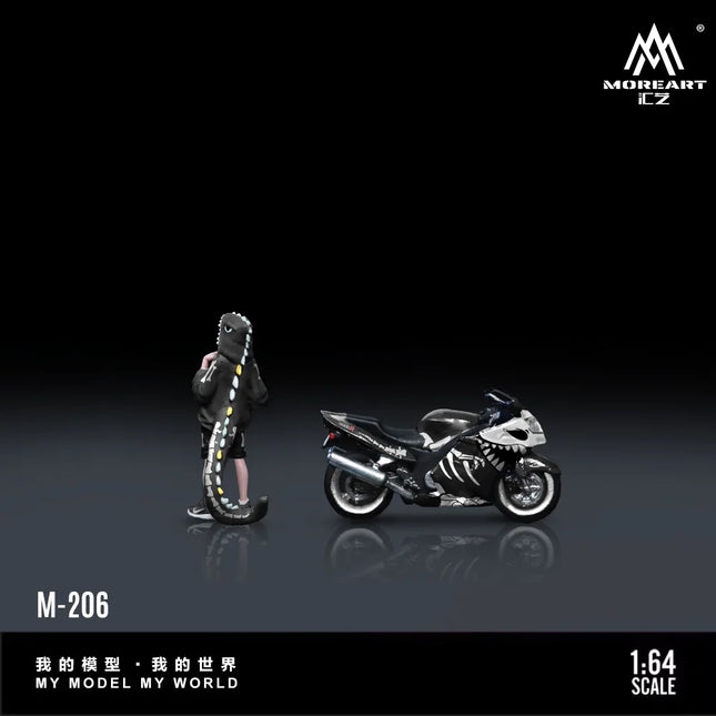 *In stock*MoreArt 1:64 BR1100XX Bone Dragon Motorcycle Cool Girl Figure Resin Model, Miniature Scene Decoration Gift&Display