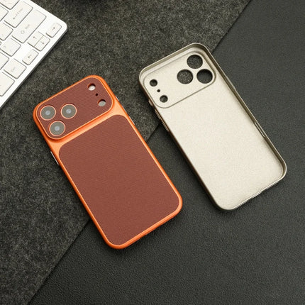 Vintage Woven Leather Textured Case For iPhone 17 Air 16 15 14 13 12 Pro Max Retro Shockproof PC Plating Armor Hard Phone Cover