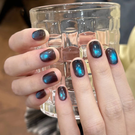 SHAKA 1pcs Autumn Winter Whitening Blue Temperament Glass Bead Cat Eye Gel Nail Polish Brown Blue Cat Eye Nail Art Nail Supplies