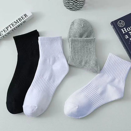 10/20/30 Pairs Neutral Solid Color Mid Calf Round Neck Socks Spring Autumn Sweat Absorbing Breathable All Season Sports Socks