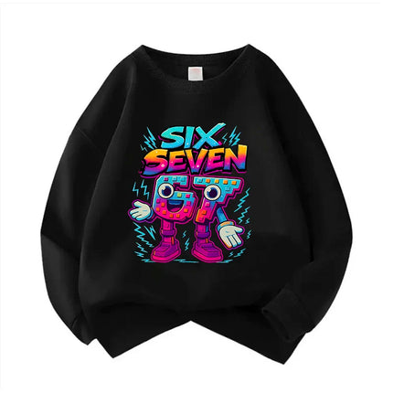 Pullover Spring Crew Neck Six Seven Italian Brainrot 67 Number Graphic Print Hoodie Boy/Girl Kids Comfortable Sweatshirt