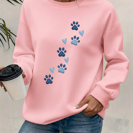 Women's autumn and winter casual fashion loose comfortable warm California Los Angeles printed round neck long sleeved pullover