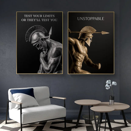 Alexander the Great Quote Motivational Wall Art Spartan Warrior Canvas Ancient Greek Poster Bronze Statue Sculpture Room Decor
