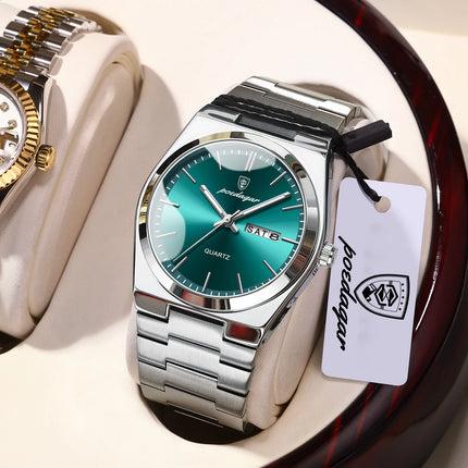 POEDAGAR Exquisite Business Men's Watch Stainless Steel Waterproof Luminous Man Wristwatch Date Week Classic Men's Quartz Watches