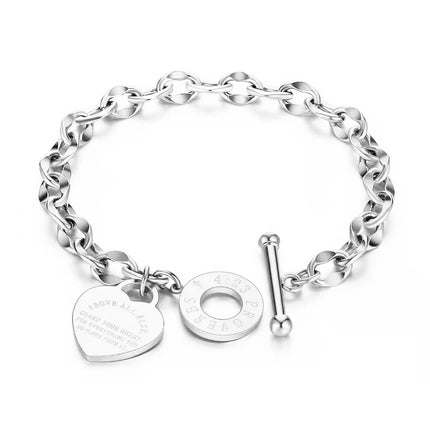 Hot Selling Titanium Steel Heart Link Bracelet For Women Gold Color Office Hand Jewelry Gifts Wholesale