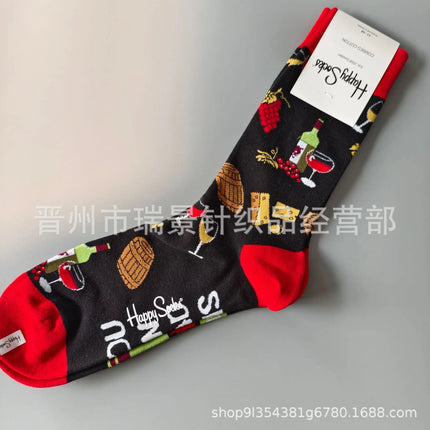 High Quality Fashionable Men's Mid-Calf Cotton Socks HappySocks New Arrival Suitable for All Seasons Swedish Design
