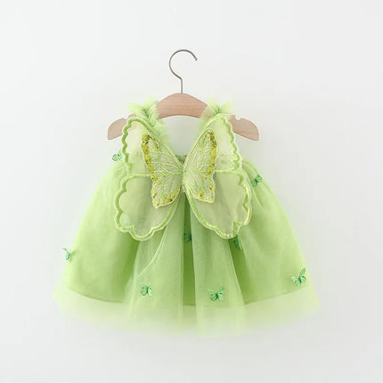 Summer Baby Girls' Princess Party Birthday Dress Sweet Children Clothing Butterfly Wings Fairy Strap Embroidered Mesh 0-3 Y Kid