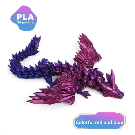 3D Printed Dragon Colorful Gem Dragon Figurines Movable Joint Rotatable Articulated Dragon Crafts Desktop Western Action Figure