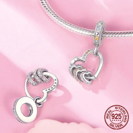 925 Sterling Silver Classic Purple Heart Shape Dragon Pegasus Butterfly Charms Beads Fit 3mm Original Bracelet DIY Jewelry Gift