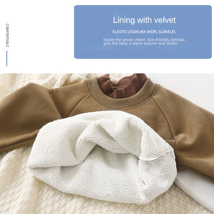 Children High Collar Sweater Winter Boys Long Sleeve T-shirt Small and Medium-sized Children Plush Warm Pullover