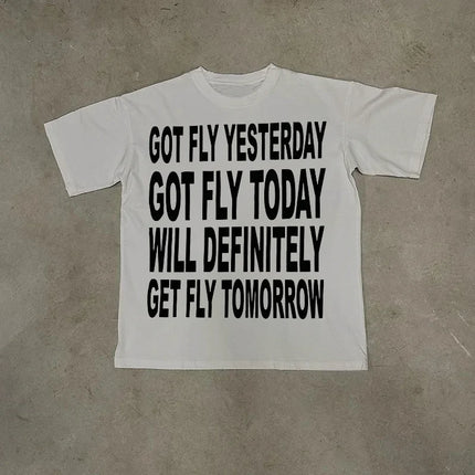 Men Y2K T-shirt Hiphop Harajuku Letter Print Retro Top Grunge Goth Streetwear Punk Oversized Breathable Short Sleeve T-shirt EMO