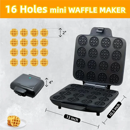 B25B Multi Waffles Maker 16 Waffle Molds Nonstick Waffle Iron Quick Heat-Up Mini Waffle Maker With Heating System EU Plug