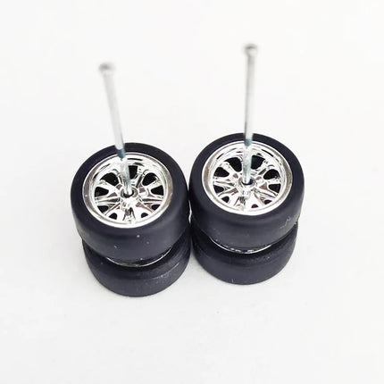 1/64 Mini Car Wheels 11mm Tires Tyres 1:64 Model Cars Rims Mirror Disc Claw Shape For Hot Wheel/Matchbox/Domeka