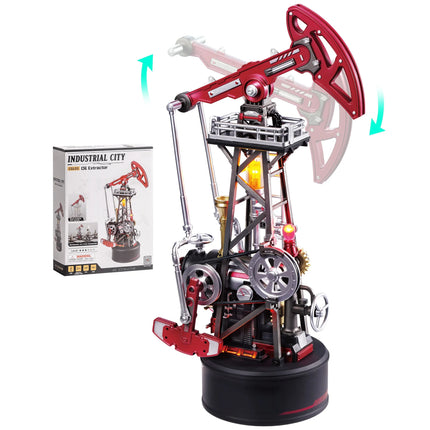 ROKR Industrial City Series 3D Puzzle Oil Pump Jack Mechanical Model Building Kit 127-Piece DIY Toys with Lights & Motion for Home Decor Gift for Adults Kids