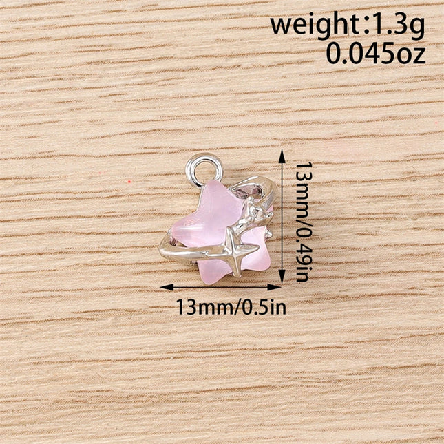 5pcs 13x13mm Mix Cute Crystal Star Charms Pendants for Jewelry Making Drop Earrings Necklaces Bracelets DIY Crafts Accessories