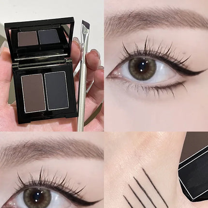 2 Color Eyeliner Powder Palette Matte Eyebrow Portable Longlasting Quick Dry Smooth Black Brown Eye Shadow Makeup Cosmetics 7g
