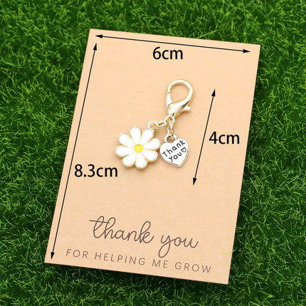 5pcs Elegant Charm Heart & Flower Keychains Inspirational Cards Daisy Tulip Hydrangea Cherry Blossom Birthdays Weddings Festive