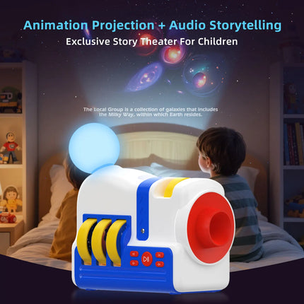 Story Projection Machine Early Education Puzzle Development Built-in 4 Audio Story Cards  Projector Torch Baby Toy Children Enli