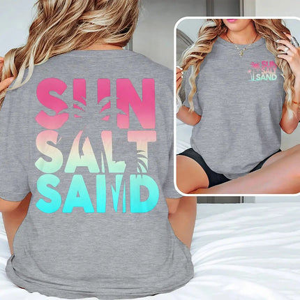 Sun Salt Sand Graphic T Shirts Funny Ocean Beach Series Men Women Aesthetic Short Sleeve Loose Casual Vacation Trip Y2K Tops