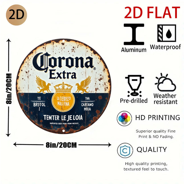 Tin Sign - Corona Extra Beer Metal Plaque, Vintage Durable Metal Plaque Wall Decor, Home Office Bar Man Cave Wall Art